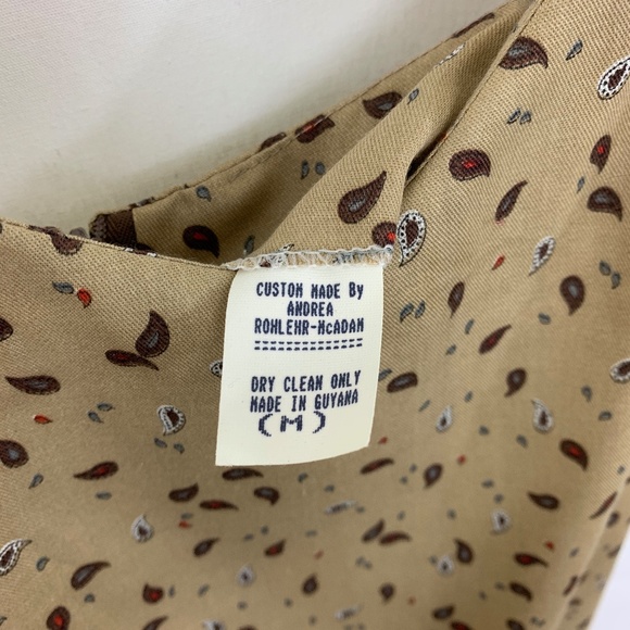 Custom Made Tan Paisley Dress - Picture 5 of 7